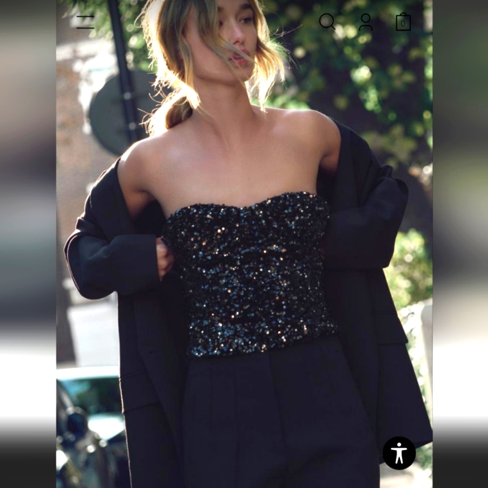 Zara bustier sequin top black size Medium